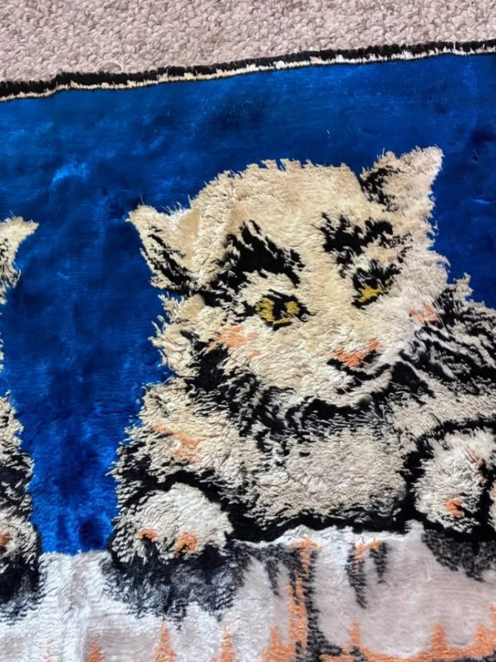 Vintage Kitten Plush Wall Hanging Tapestry 19” x 38”